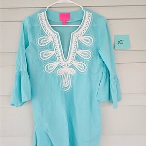 Lilly Pulitzer Aqua Embroidered Tunic